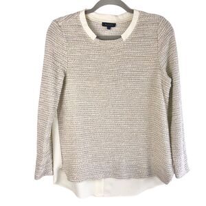 Minimalistic Beige Lightweight Sweater S Layering Contrasting Long Sleeves Tan